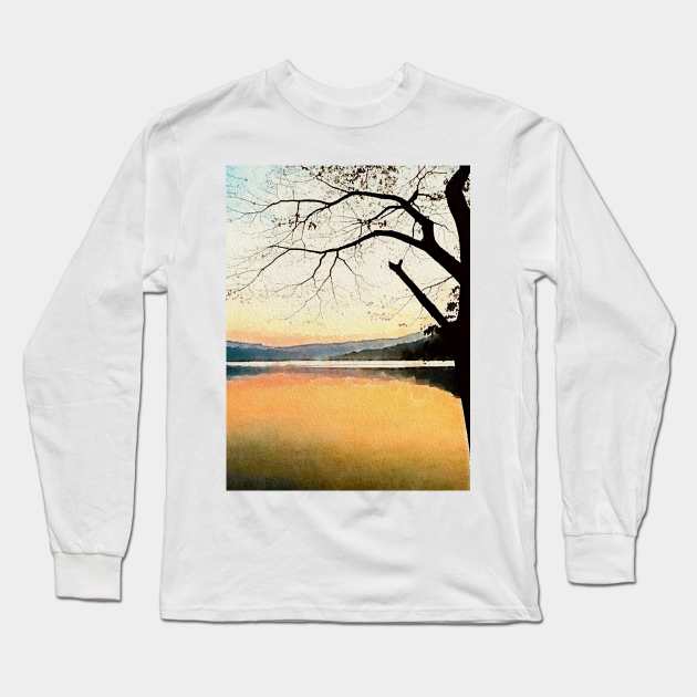 Lake At Sunset Long Sleeve T-Shirt by Banyu_Urip